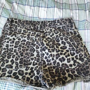 Good American Leopard Green Cutoffs